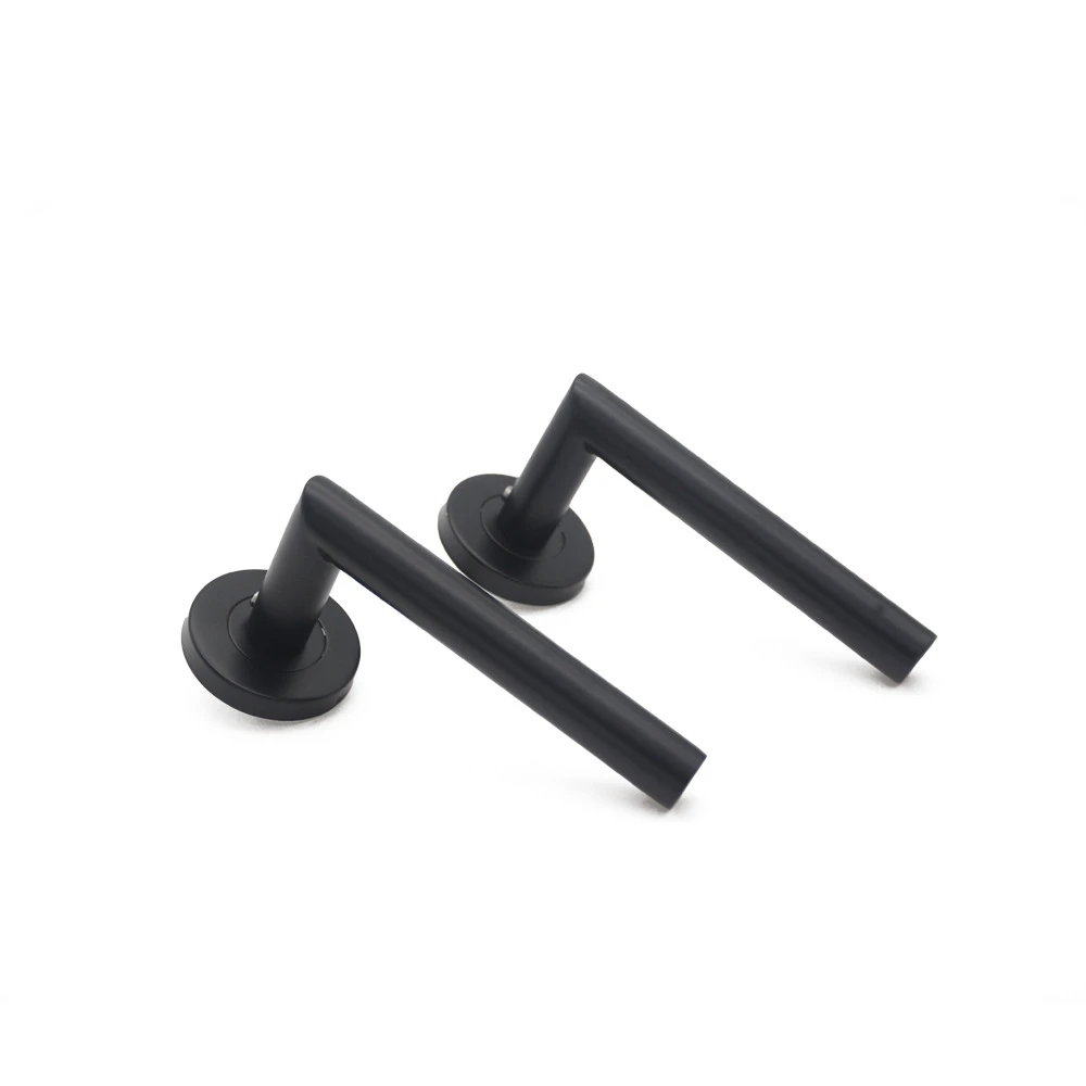 1 Pair Handle 304 Stainless Steel Door Tube Hollow Spray Paint Frosted Black Round Cover Split Right Angle | Обустройство дома