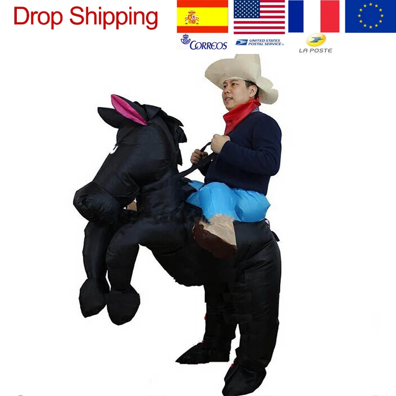 Черный костюм для верховой езды надувной ковбоя Рождество косплей карнавал