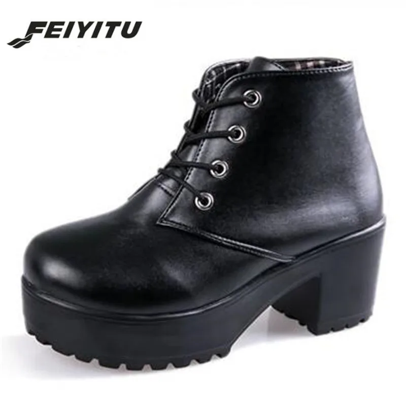 Ботинки женские из мягкой кожи уличные модные классические сапоги на шнуровке
