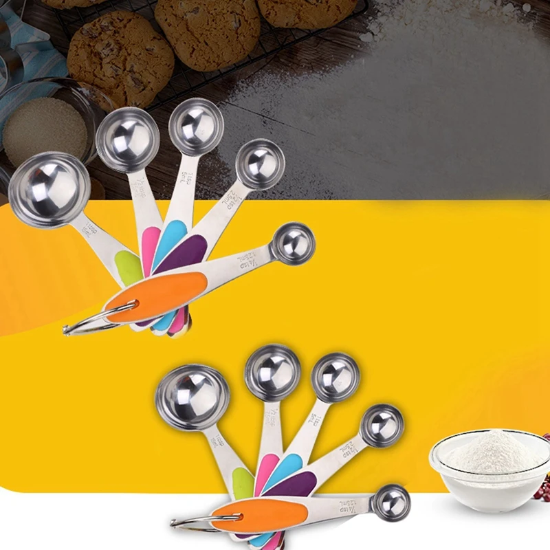 

1 Set Measuring Spoon Scale Silicone Measuring Cups and Spoons Set & 1 Set Bottomless Portafilter 51mm with Tamper