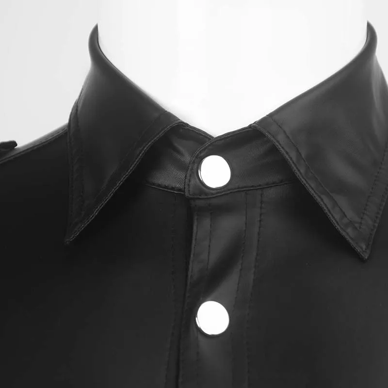 AIIOU пикантные черные сапоги искусственная кожа рубашка с мокрым эффектом стрейч