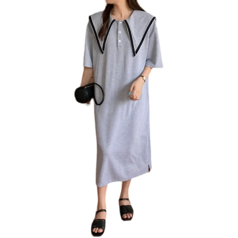 

COIGARSAM Loose Women dress New Dresses White Blue Gray 9778