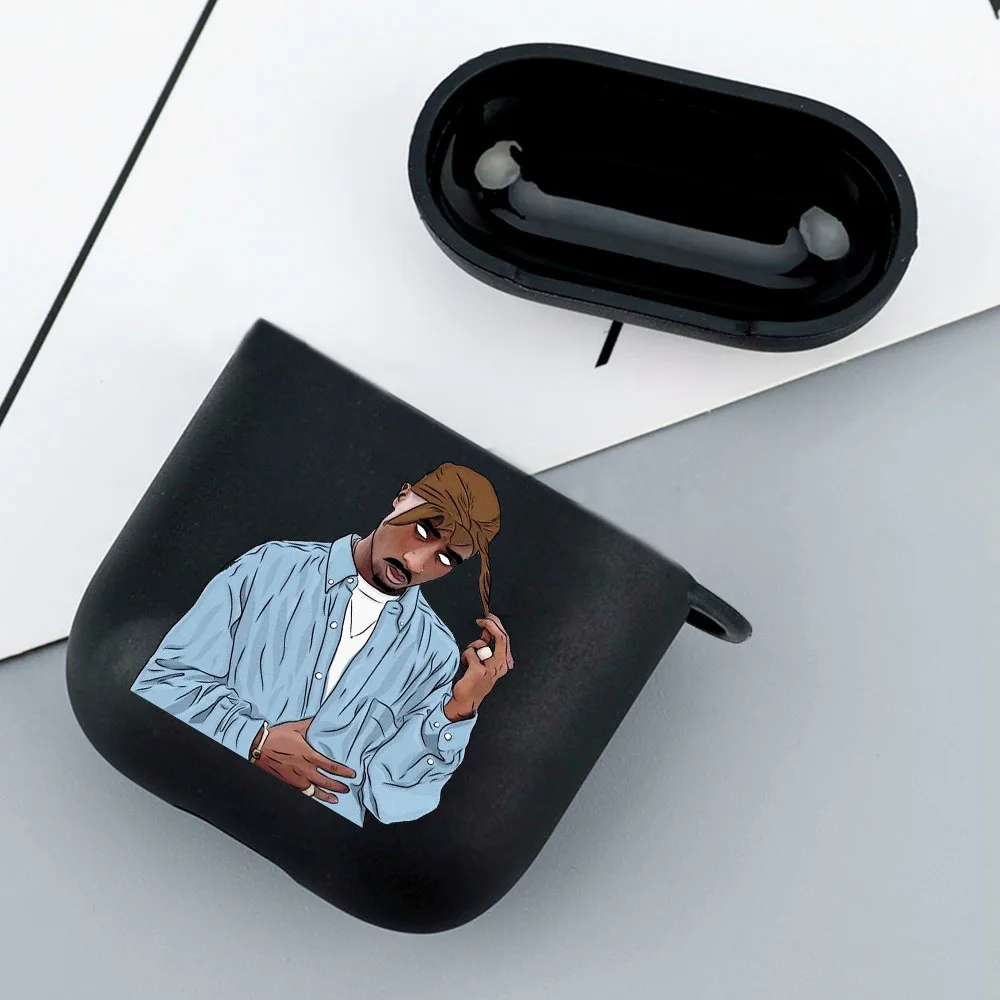 

Popular Rapper Tupac 2Pac Makaveli Black Matte Airpod Case for Apple Airpods 1 2 Soft Cover Wireless Bluetooth Earphone Coque