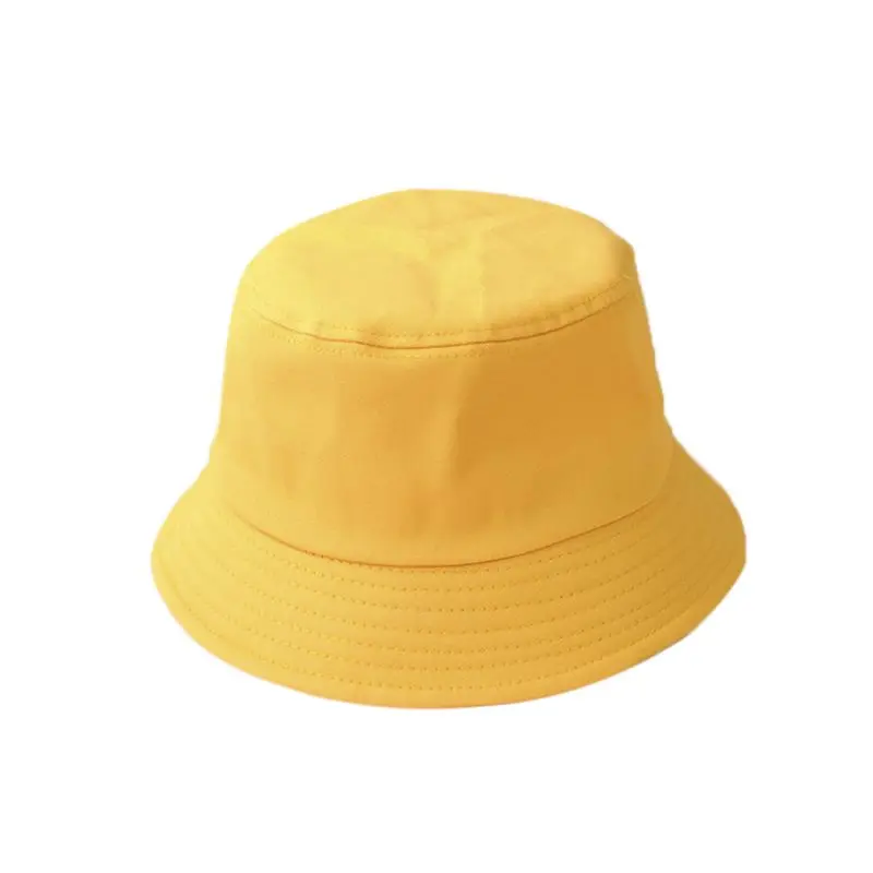 

Korean Adult Kids Summer Foldable Bucket Hat Solid Color Hip Hop Wide Brim Beach UV Protection Round Top Sunscreen Cap H055