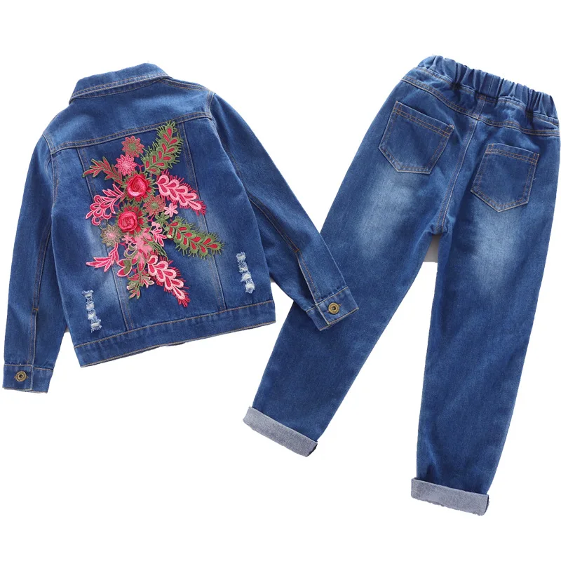 

Fashion children's clothing girls spring and autumn 2021 new Korean Zhongda children's Denim suit children's fashion two piece