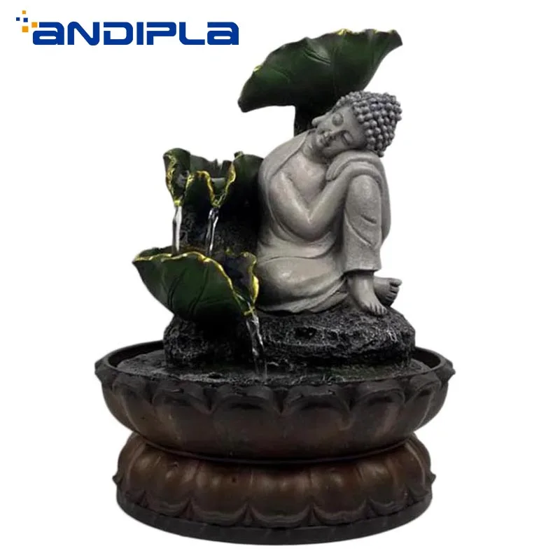110 В/220 В дзен китайская статуя благоприятного Будды монаха фонтан фэн шуй на