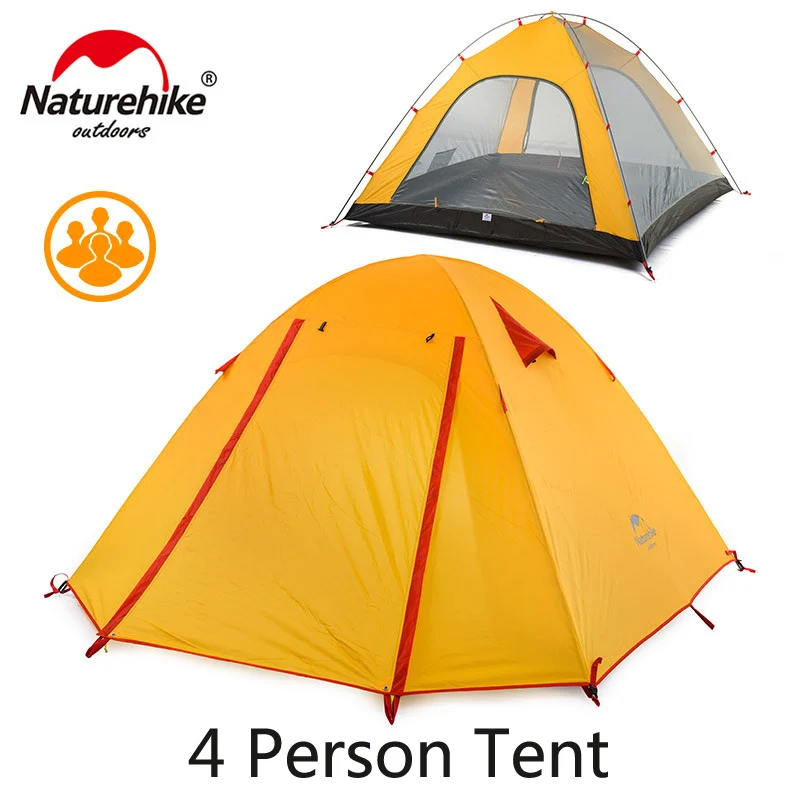 4 Persons Orange NatureHike обновленная P серия UPF 50+ 2 3 4 человека Сверхлегкий 210T полиэстер ткань двухслойный открытый тент для путешествий, кемпинга - Цвет: 4 Persons Orange