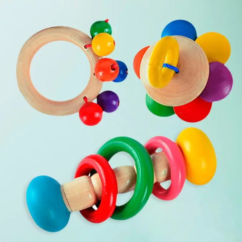 4 шт. деревянное кольцо для рук колокольчик детская кровать погремушки игрушки
