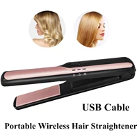 wireless straightener irons mini cordless travel hair straightener 2 in 1 hair curler straightening usb portable flat iron
