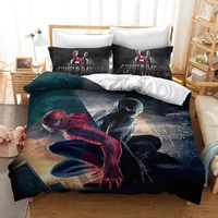 spiderman anime figures boys 3d quilt cover pillowcase household items washable single double children full size bedding set