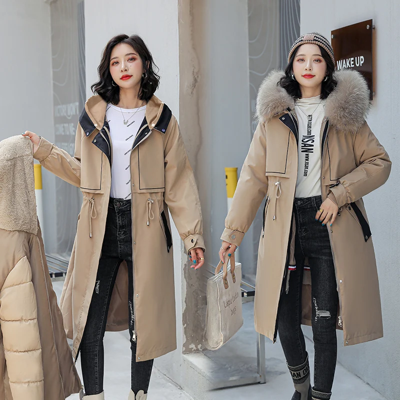 2022 new -30 Degrees Snow Wear Long Parkas Winter Jacket Women Fur Hooded Clothing Female Fur Lining Thick Winter Coat Women