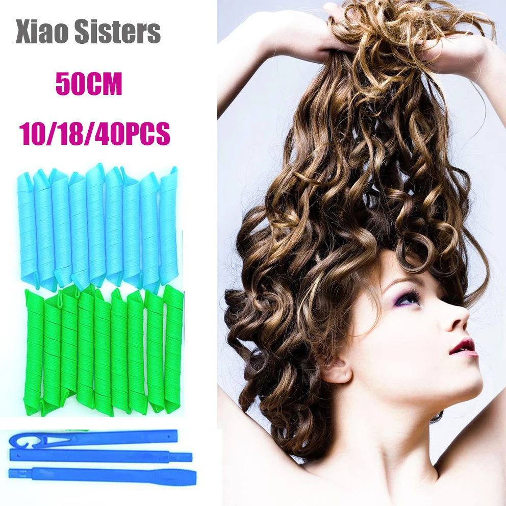 

10/18/40Pcs 50CM Hair Rollers Wave Formers Spiral Curlers DIY Magic Spiral Magic Curler Salon Hairstyle Tools Random Color