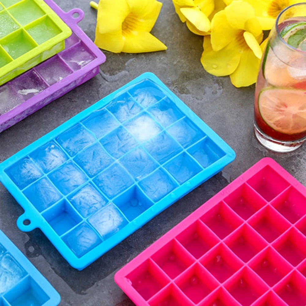 

Силиконовая форма для льда с 24 отверстиями и крышкой, форма для льда «сделай сам», поднос для льда, квадратная коробка для льда, форма для при...