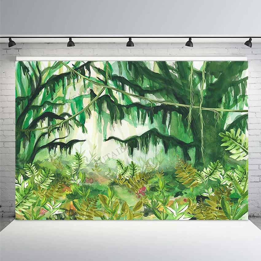 

Tropical Jungle Forest Tree Backdrop Kids 1st Birthday Baby Shower Party Photography Decoration Background For Photo Studio Prop