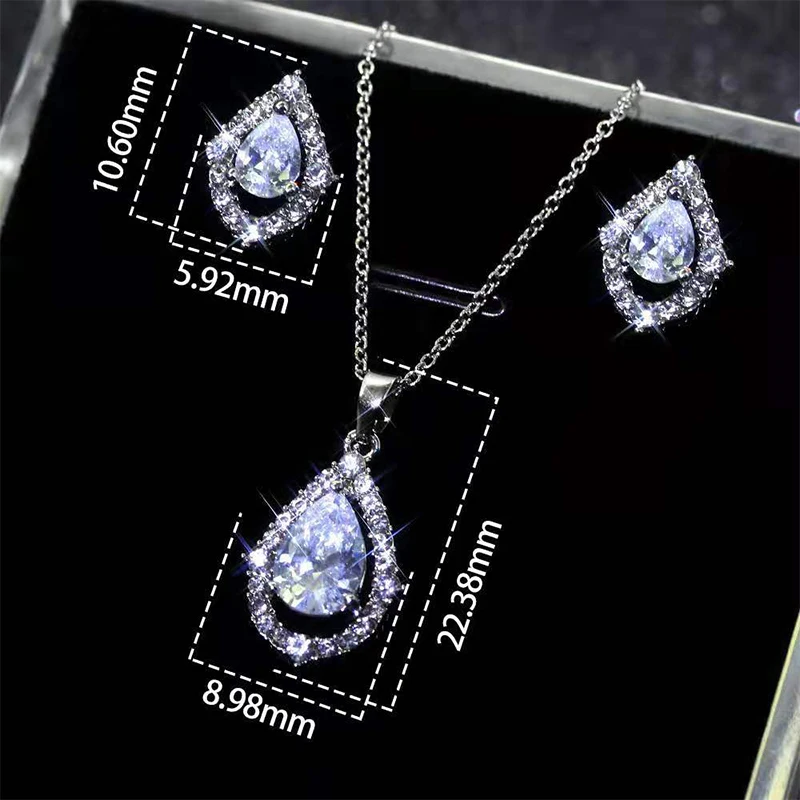 

European and American new jewelry set necklace for women earrings jewelry shiny diamond