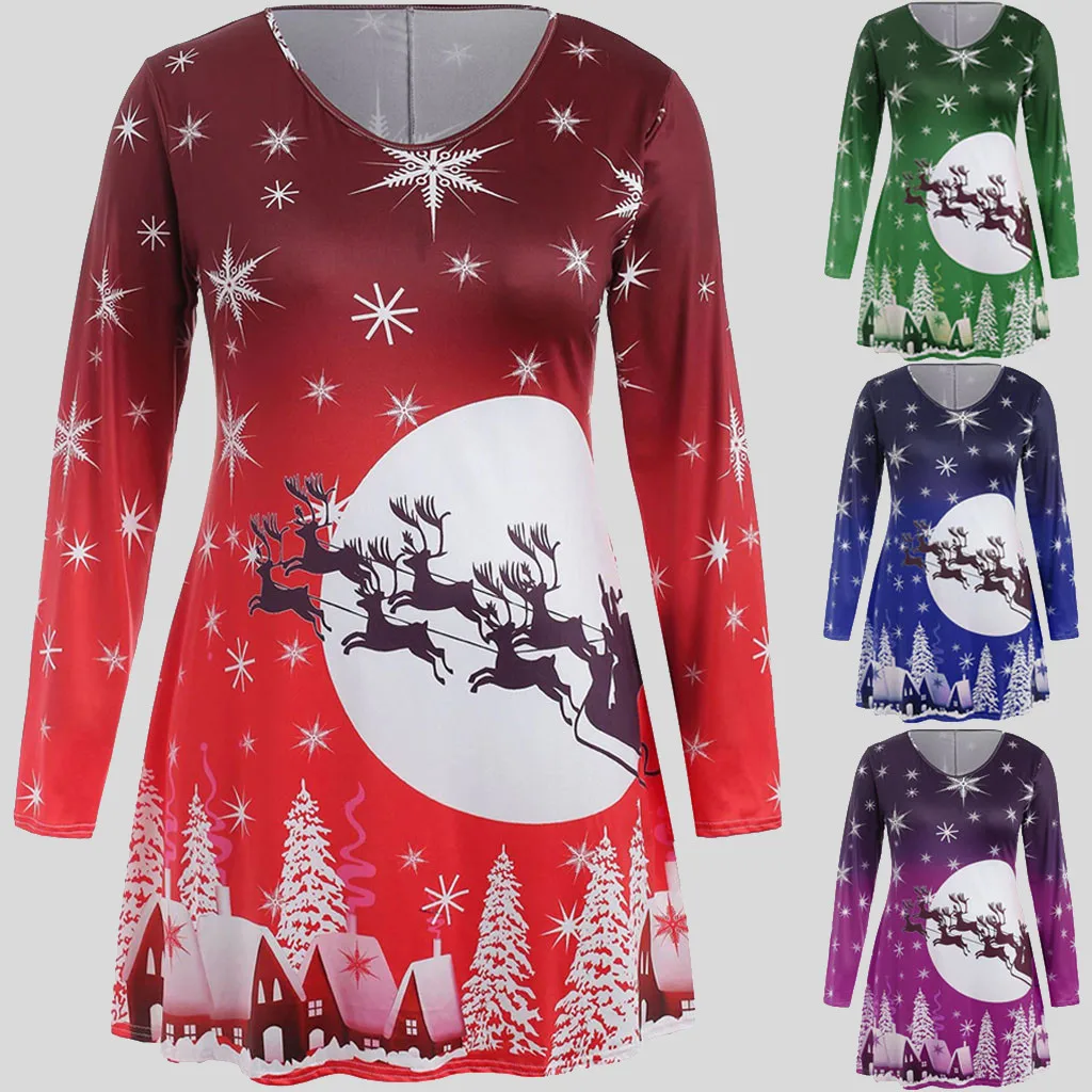 Повседневная Рождественская блуза размера плюс 5XL Женская винтажная блузка с