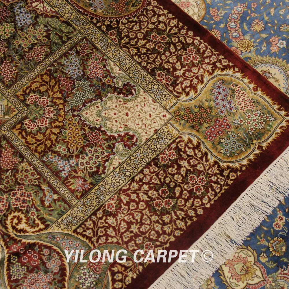 

Yilong 4.5'x6.5' Handmade Persian Silk Rugs Traditional Oriental Silk Carpet for Home (YL0163A)