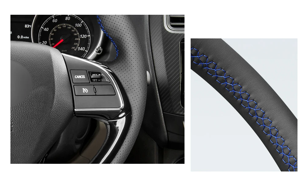 Черный PU искусственная кожа Чехол рулевого колеса автомобиля для Mitsubishi ASX Outlander Mirage- Eclipse(крест