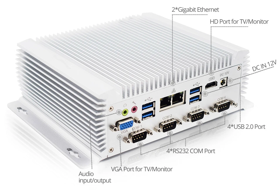EGLOBAL безвентиляторный промышленный Мини ПК i7 4500U i5 Windows 10 Pro Linux PC 2* Intel lan 6* RS232/485 HDMI VGA 8* USB Wi-Fi, сторожевой 3g/4G