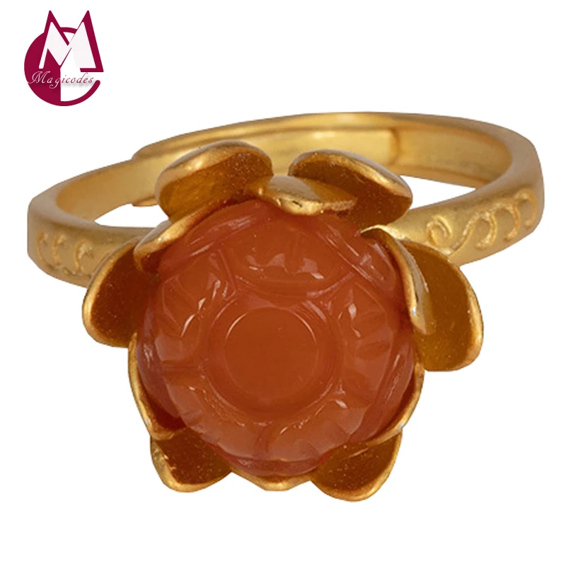 Натуральный камень агат кольцо из 100% серебра 925 пробы и 14 к золота регулируемое