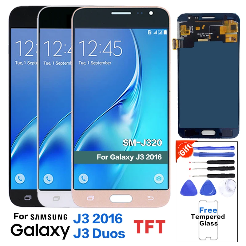 ЖК дисплей TFT для SAMSUNG Galaxy J3 2016 J320F j320M j320G сенсорный экран дигитайзер 100%
