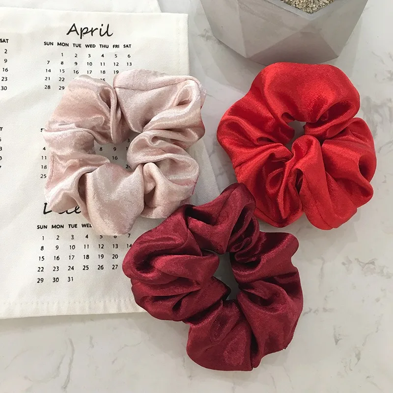 Атласные Ретро Регулируемые эластичные резинки для волос ткань яркий цвет