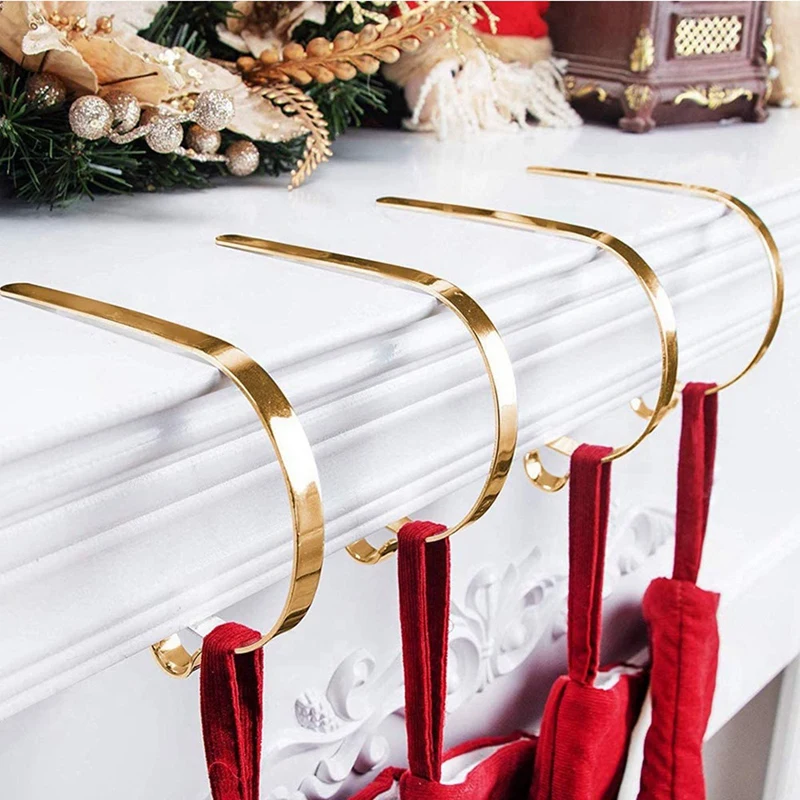 

4 Pcs Christmas Hooks for Stockings & 4 Pcs Christmas Tree Pendant