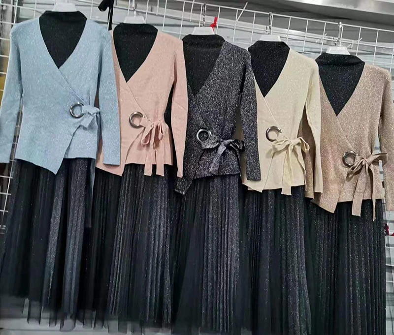 ALPHALMODA модный костюм платье осеннее платье тонкий свитер с длинными рукавами+ Сетчатое платье Элегантный комплект из 2 предметов