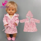 Пижама для куклы, 40 см, в белый горошек, розовый банный Халат