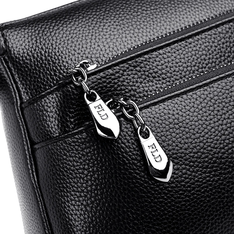 Модная женская сумка через плечо Черная мягкая промытая кожаная на Лоскутная