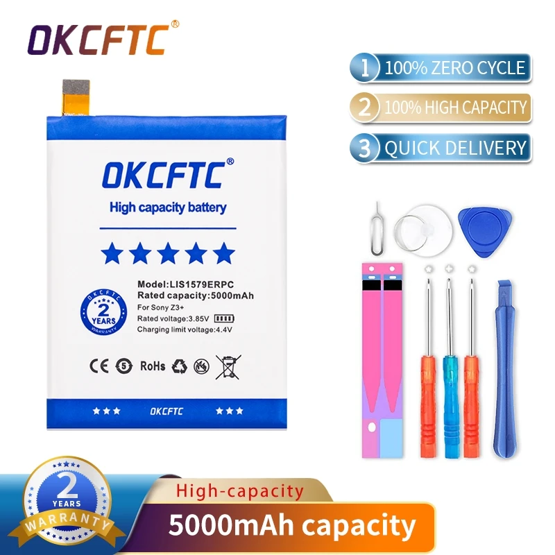 

OKCFTC 5000mAh LIS1579ERPC Battery For Sony Xperia Z3+ Z4 Z3 Neo SO-03G C5 Ultra Dual E5506 E5553 E5533 E5563 Z3 Plus E6553