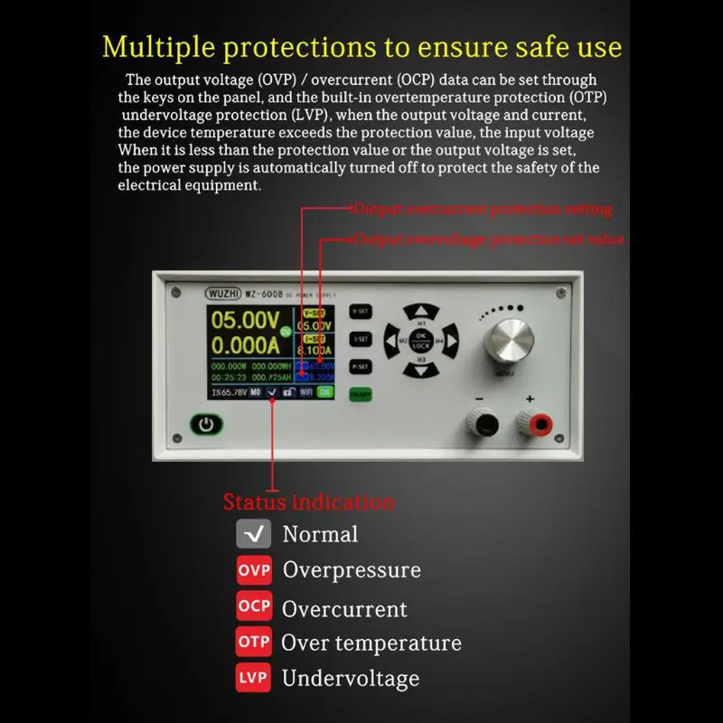 

Y1UU WZ6008 DC Adjustable Regulated Power Supply Adjustable Automatic Constant Voltage Current Digital Control Regulated