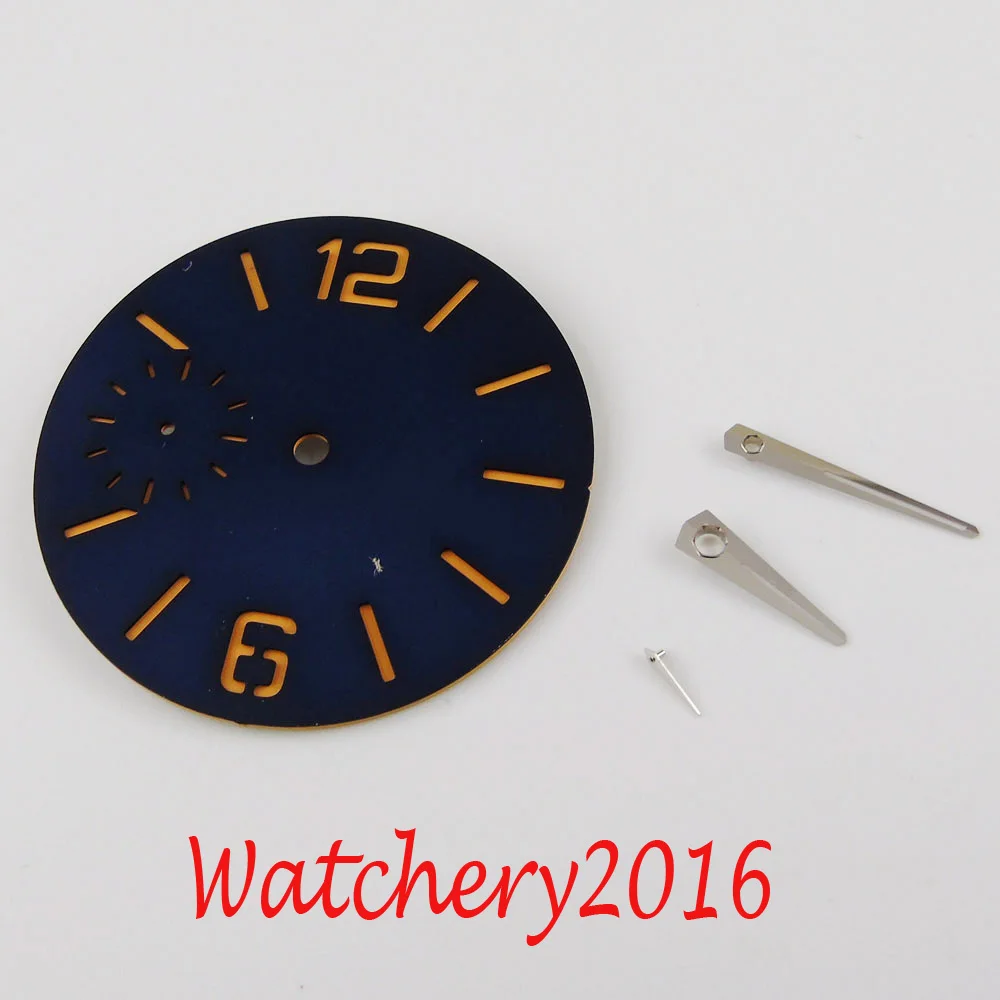 

38.5MM Sterile Black / White / Blue dial + Watch hands fit 6497 series movement