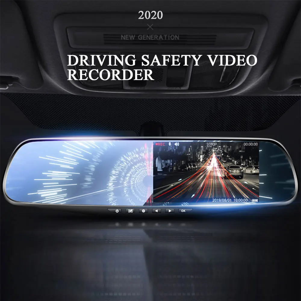 

4.3in Car Dvrs Video recorder Dash Cam Full HD 1080P Mirror Cam Car Dvr Camera loop recording motion tracking Car recorder 2021