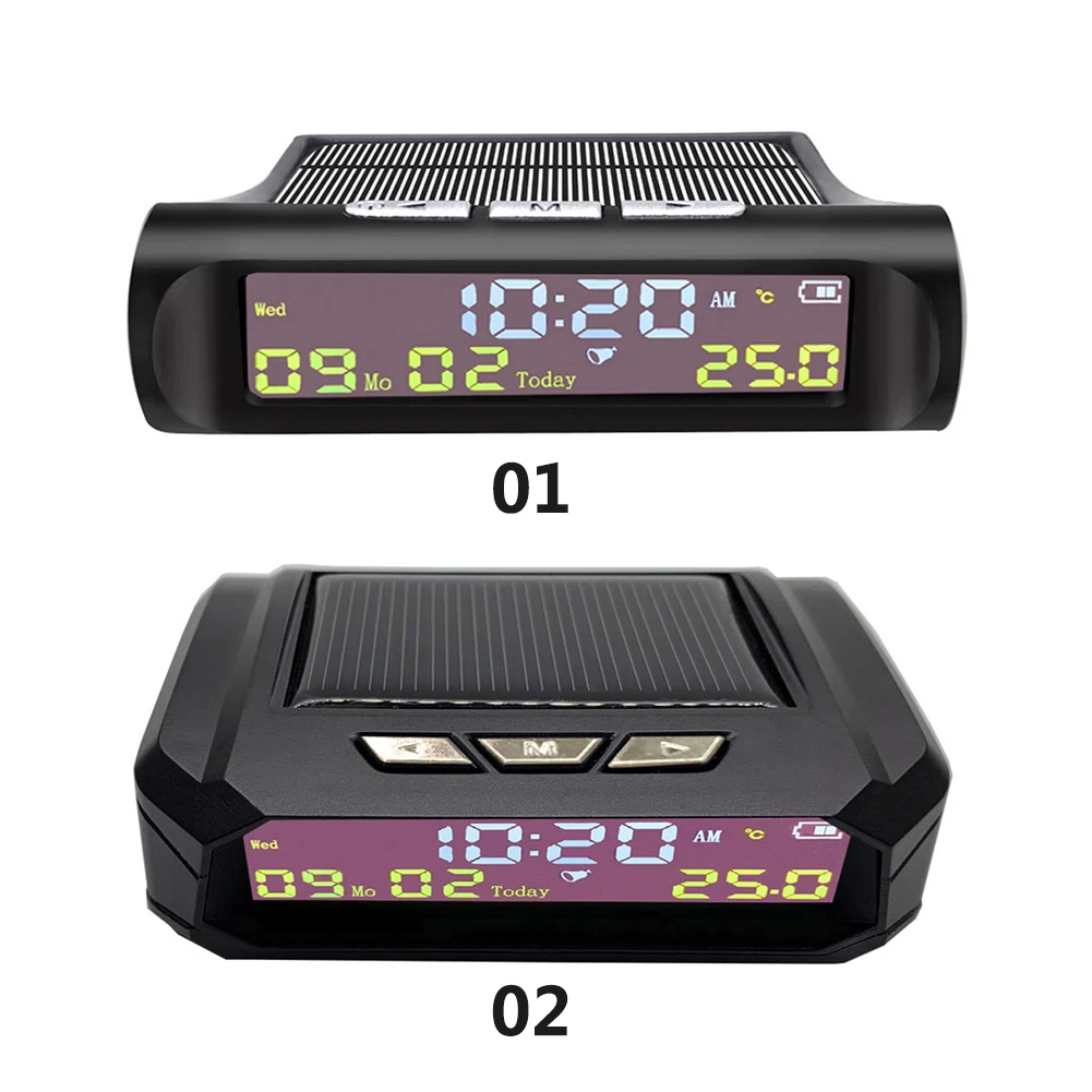 

ALLOYSEED AN01 AN02 TPMS Look Solar Car Digital Clock with LCD Time Date In-Car Temperature Display Auto Interior Accessories