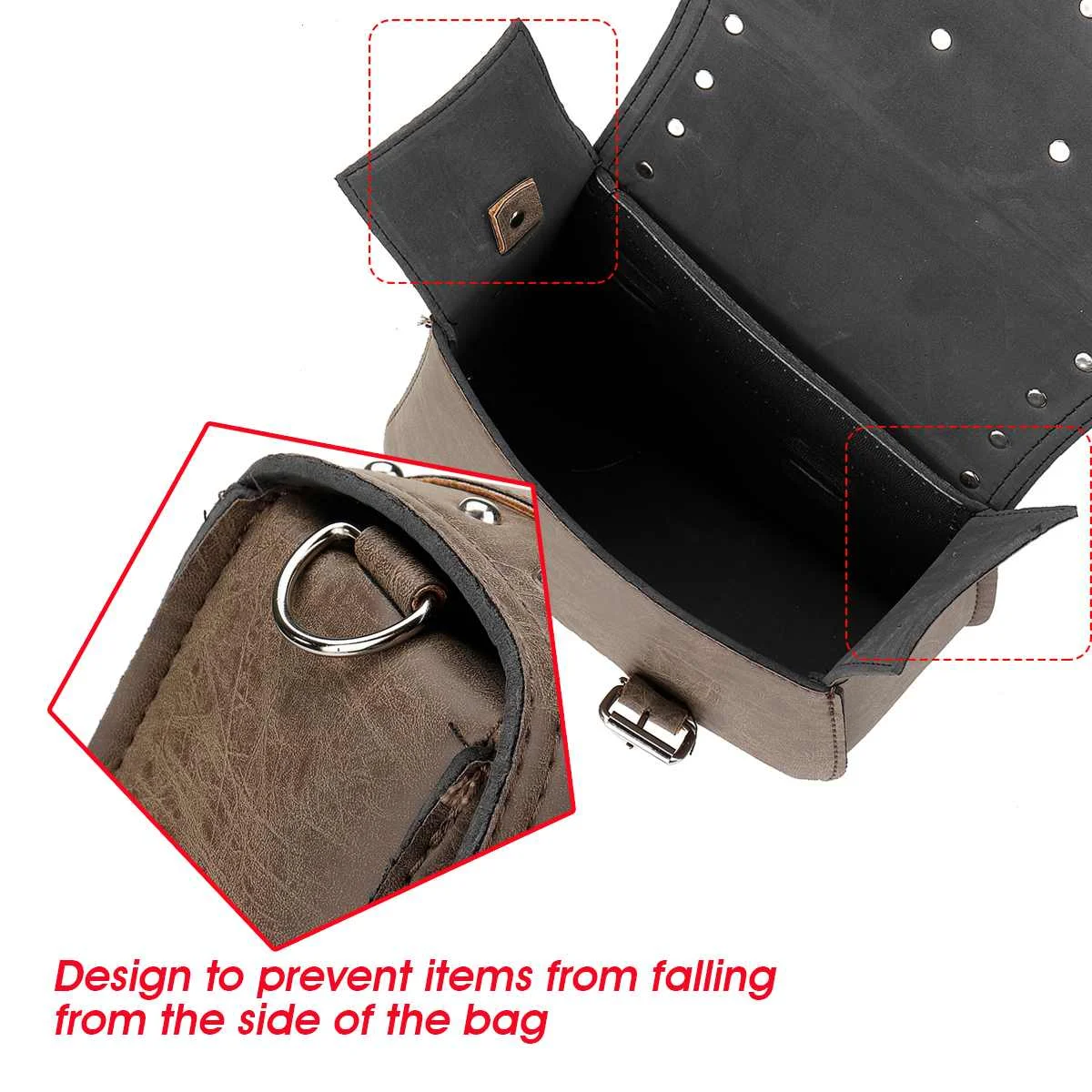 

Motorcycle Retro Vintage Studded Saddlebags Cafe Racer Side Tool Bags Luggage Storage Pouch Saddle Bags Waterproof Brown