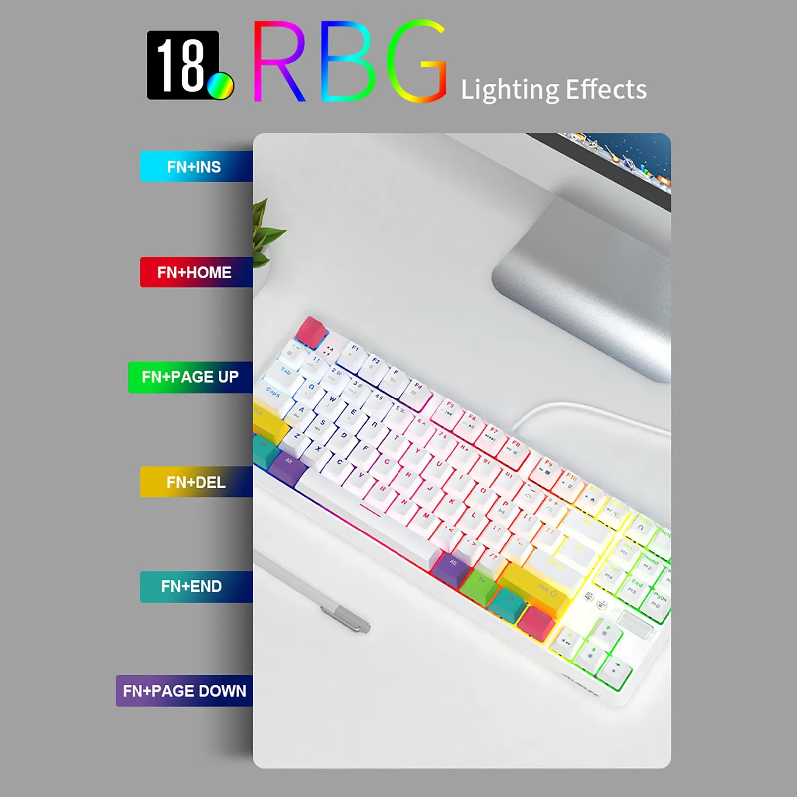 

K870T 87 Keys Rgb Mechanical Keyboard Wireless Bluetooth + Type-c Dual Mode Mechanical Switch Gaming Keyboard For Pc