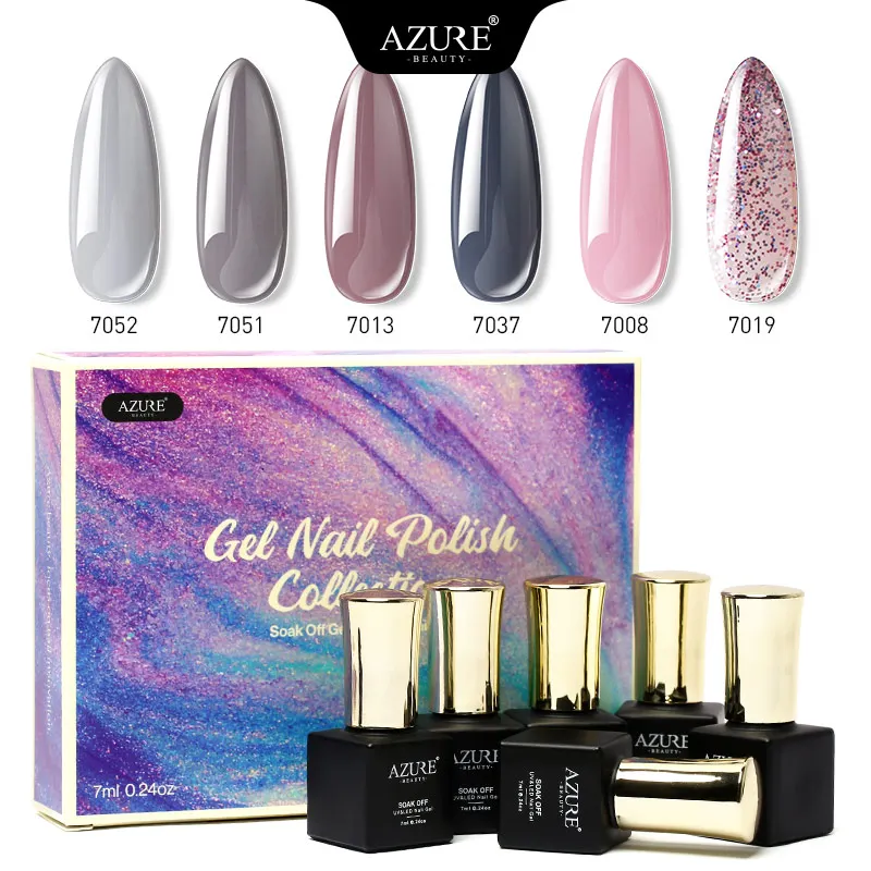 Azure beauty 6 шт./лот Гель лак для ногтей наборы серых цветов серия УФ эмаль