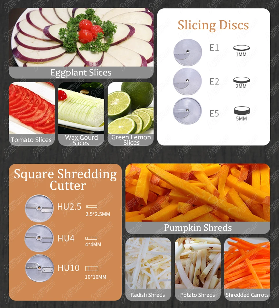 HLC300 Electric Vegetable Slicer Cutter Multifunctional Potato Chips Shreds Dices Cheese Crushing Cutting Machine |