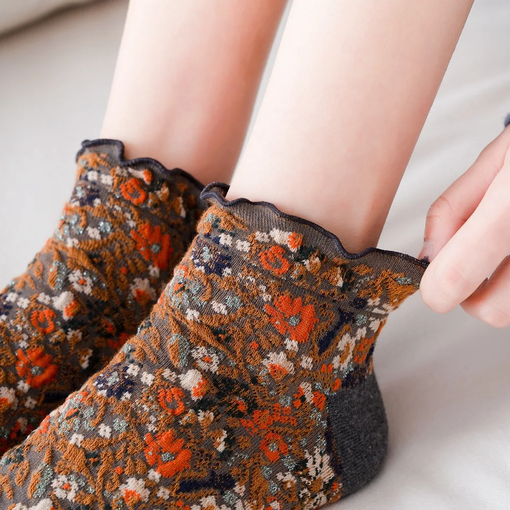 Носки с оборками модные милые короткие носки в Корейском стиле цветочной