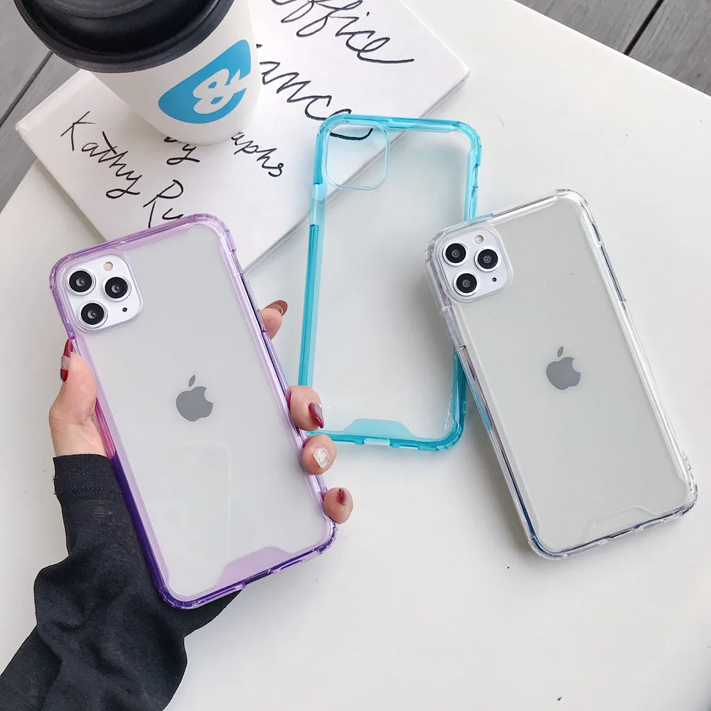 

Clear Phone Cover for iPhone 11 12 13 14 Pro 8 7 Plus X XS Max XR Se 2022 Shockproof Protective Color Bumper Hard Back Case