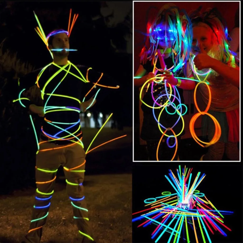 

100Pcs Party Fluorescence Light Glow Sticks Bracelets Necklaces Neon For Wedding Party Glow Sticks Colorful Glow Stick Gifts Toy