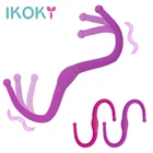 Фаллоимитатор IKOKY, гибкий Вагинальный Массажер точки G, страпон, товары для взрослых, анальная секс-игрушка для женщин, двойная головка, 12 Скоростей
