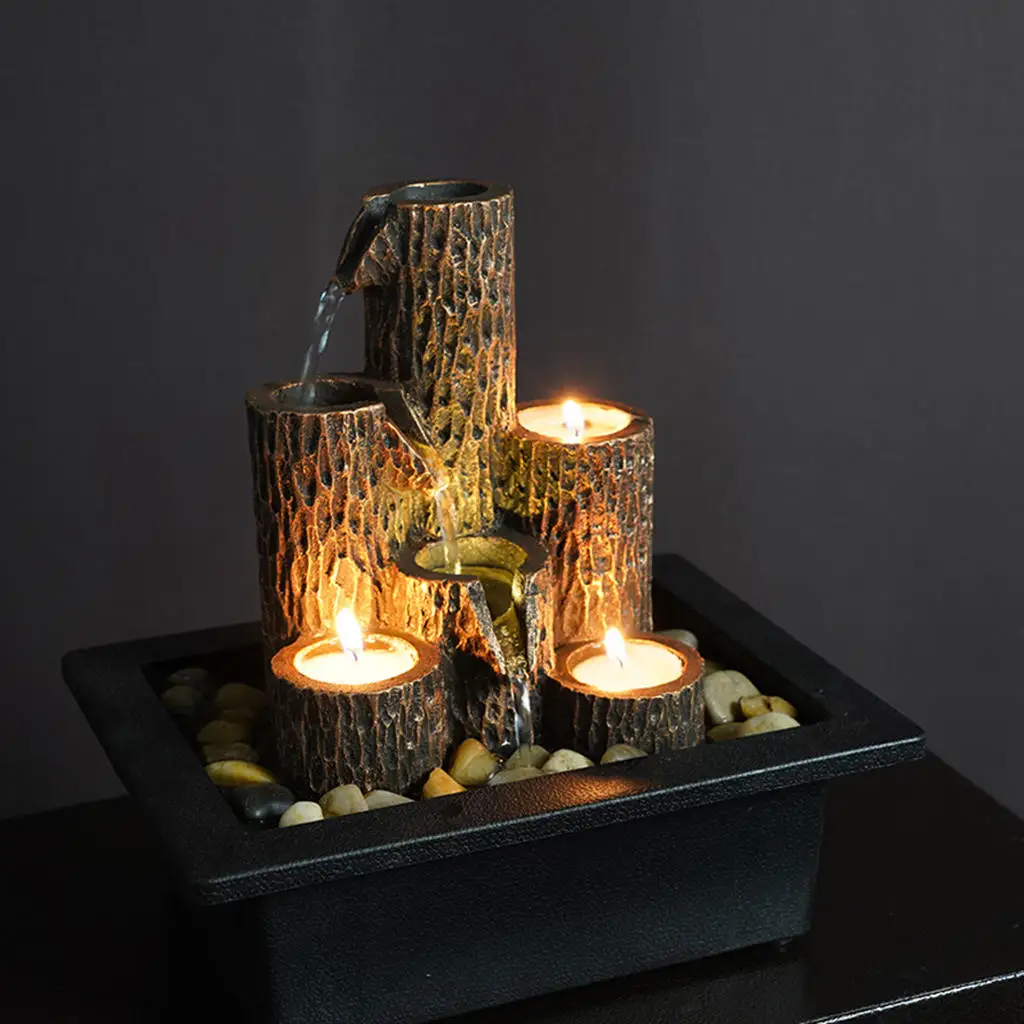 

Desk Indoor Fountain Tabletop Tiered Column Meditation Candles Ornament