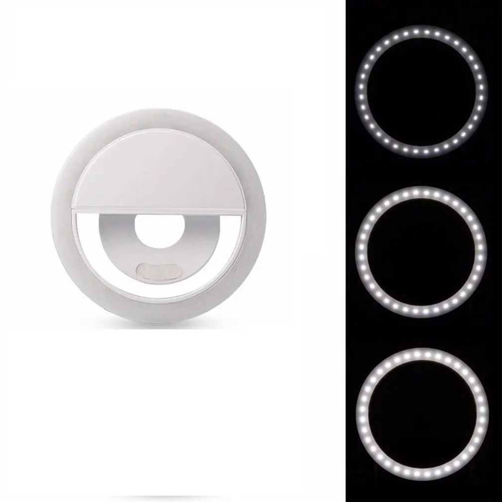 Rechargeable Self Artifact LED Ring Fill Night Flash Light Clip For Smartphone Self-timer Beauty Light
