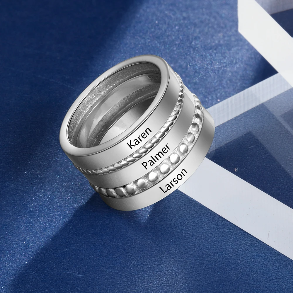 Индивидуальные гравированные штабелируемые большие кольца для мужчин мамы