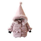 Куртка хлопковая для девочек, с капюшоном и длинным рукавом, теплая, Зимняя