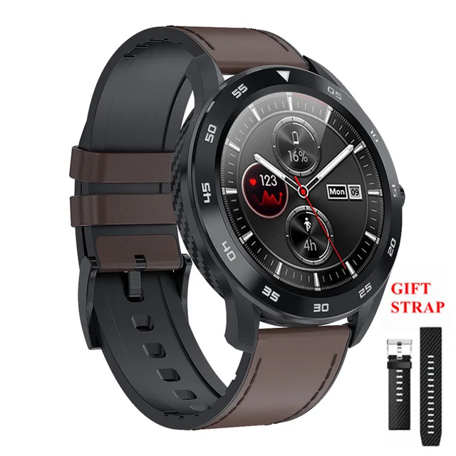 Leather Dark Brown Melanda Модные мужские Смарт-часы IP68 Водонепроницаемый Bluetooth Вызов PPG пульсометр Монитор артериального давления умные часы для huawei xiaomi - Цвет: Leather Dark Brown