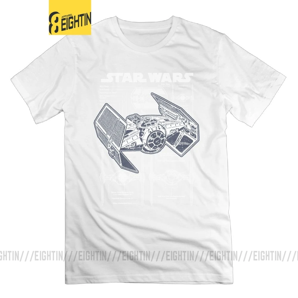 Звездные войны Дарт вейдерс Tie Fighter футболка круглый воротник Топы Футболка короткий рукав тройники хлопок винтажные мужские принты - Цвет: Белый