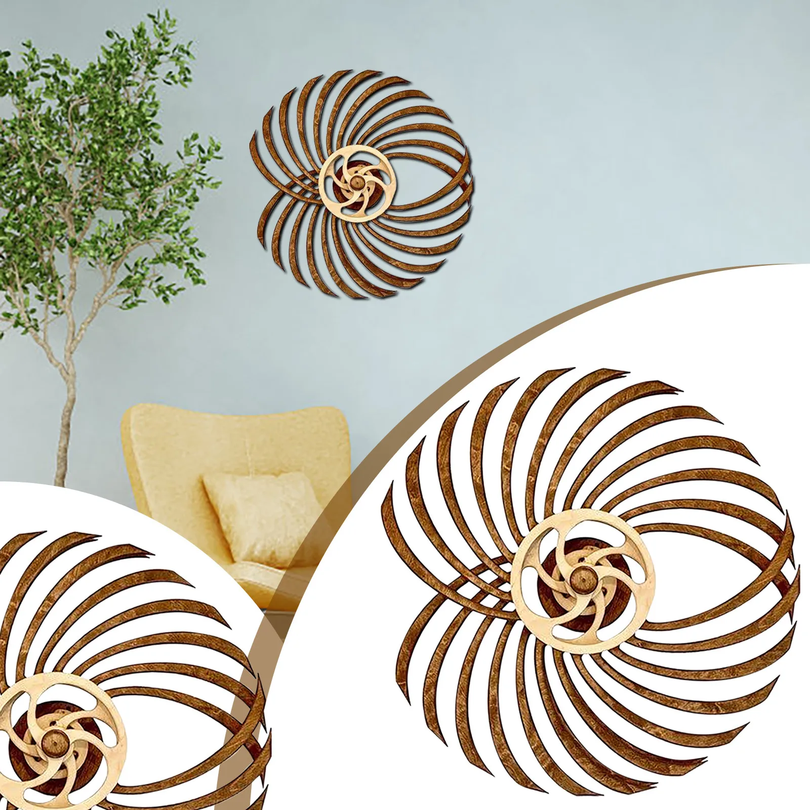 Кинетическая скульптура декоративное украшение для стен деревянная вращающаяся